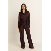 Expresso Blouse Satin Fudge Dark Red