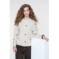 Geisha Pullover Bow Tie Sand Dark Brown