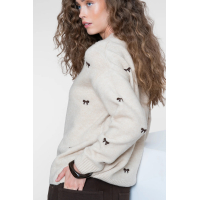 Geisha Pullover Bow Tie Sand Dark Brown