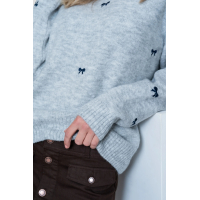Geisha Pullover Bow Tie Grey Navy