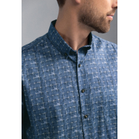 BlueFields Overhemd Grijsblauw Wit