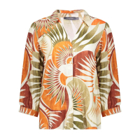 Geisha Blouse Dark Orange Green Camel