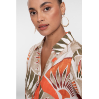 Geisha Blouse Dark Orange Green Camel