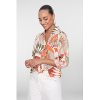 Geisha Blouse Dark Orange Green Camel