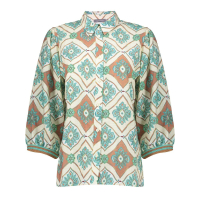 Geisha Blouse Flower Aqua Camel