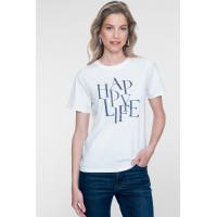 Geisha T-shirt Happy Life Off White