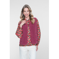 Geisha Blouse Retro Red Brown