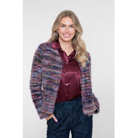Geisha Vest Hairy Striped Burgundy