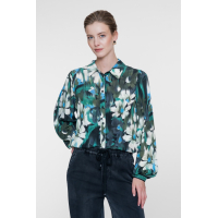 Geisha Blouse Flower Green Blue