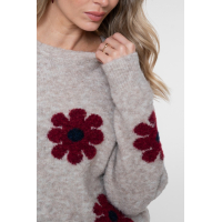 Geisha Pullover Flowers Sand Navy