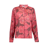 Geisha Blouse Flowers Brown Red