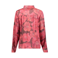 Geisha Blouse Flowers Brown Red