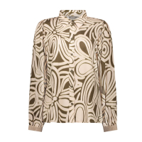 Geisha Blouse Flower Moss Green Ecru