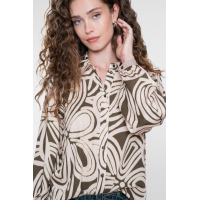 Geisha Blouse Flower Moss Green Ecru