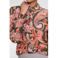 Geisha Blouse Paisley Dark Olive Coral