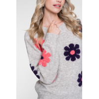Geisha Pullover Flowers Sand Pink Purple