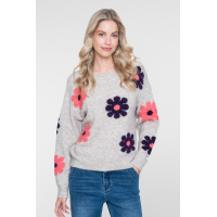 Geisha Pullover Flowers Sand Pink Purple