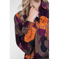 Geisha Blouse Flower Brown Orange