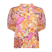 Geisha Blouse Flowers Orange Pink Sand