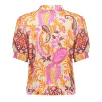 Geisha Blouse Flowers Orange Pink Sand