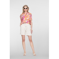 Geisha Blouse Flowers Orange Pink Sand