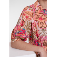 Geisha Blouse Paisley Pink Cherry Red