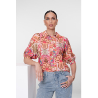 Geisha Blouse Paisley Pink Cherry Red