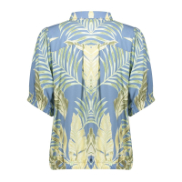 Geisha Blouse Leaf Olive Chambray