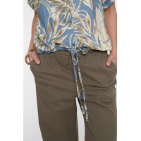 Geisha Blouse Leaf Olive Chambray