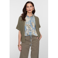 Geisha Blouse Leaf Olive Chambray