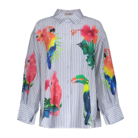 Geisha Blouse Tropical Light Blue Off White