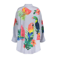 Geisha Blouse Tropical Light Blue Off White