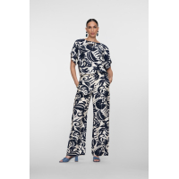 Geisha Broek Flower Navy Off White
