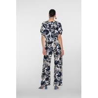 Geisha Broek Flower Navy Off White