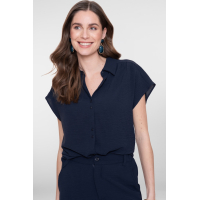 Geisha Blouse Crinkle Navy