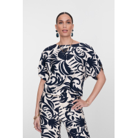 Geisha Top Flower Navy Off White