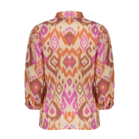 Geisha Blouse Ikat Ecru Brown Cassis