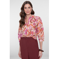 Geisha Blouse Ikat Ecru Brown Cassis