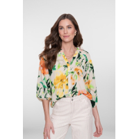 Geisha Blouse Aquarel Ecru Green