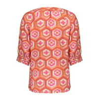 Geisha Blouse Flower Ecru Orange Cassis