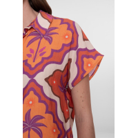 Geisha Blouse Graphic Ecru Mango Purple