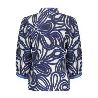 Geisha Blouse Flower Ecru Navy