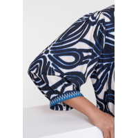 Geisha Blouse Flower Ecru Navy