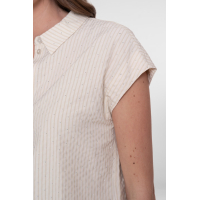 Geisha Blouse Rhinestones Stripe Sand