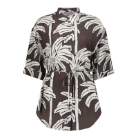 Geisha Blouse Palm Brown Off White