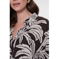 Geisha Blouse Palm Brown Off White