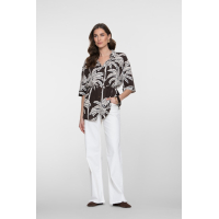 Geisha Blouse Palm Brown Off White