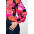 Geisha Blouse Flowers Pink Black