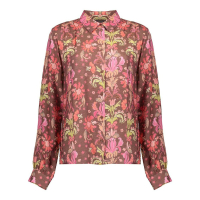 Geisha Blouse Flowers Brown Soft Red
