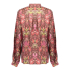 Geisha Blouse Flowers Brown Soft Red